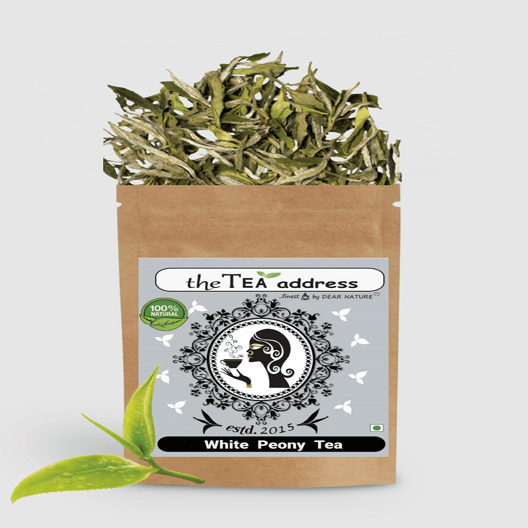 image of white peony tea in standup pouch