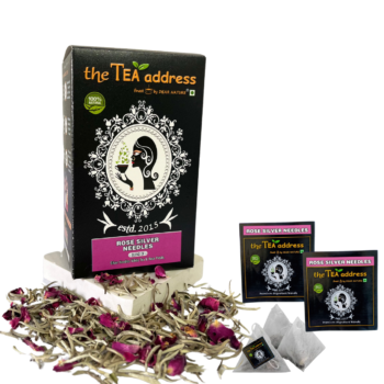 teabags of rose silver needles