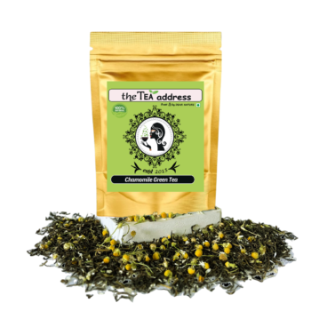 pouch of chamomile green tea