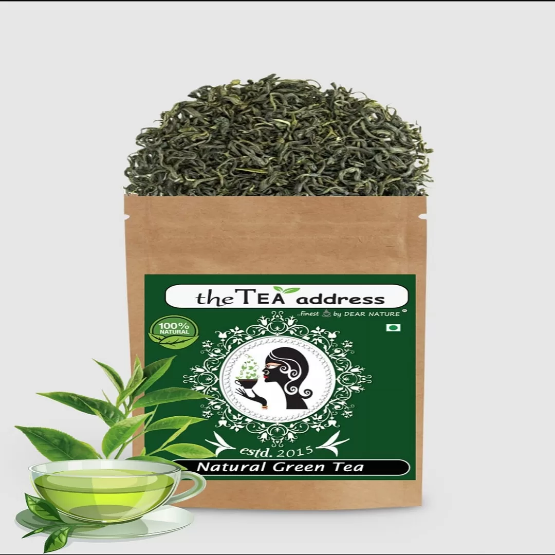 image of natural green tea in standup pouch