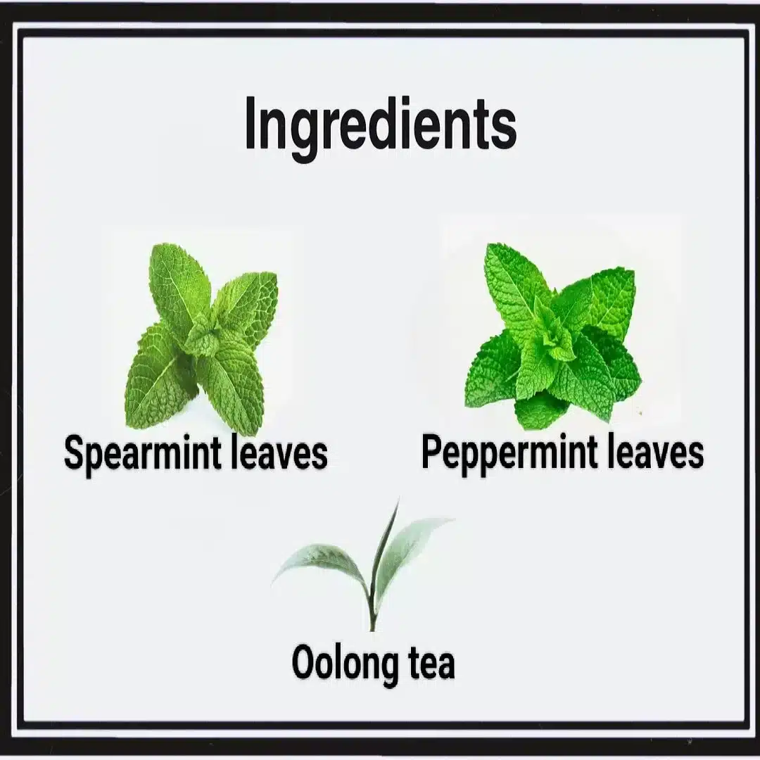 image of ingredients of mint oolong tea