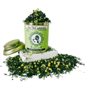 tin of chamomile green tea