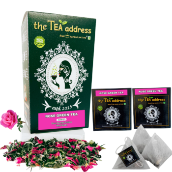teabags of rose green tea
