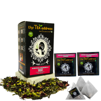 teabags of hibiscus chamomile tea