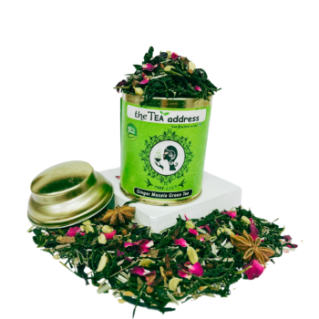 tin of ginger masala green tea