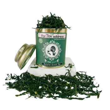 tin of natural green tea