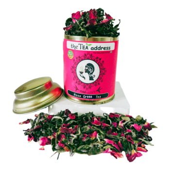 tin of rose green tea