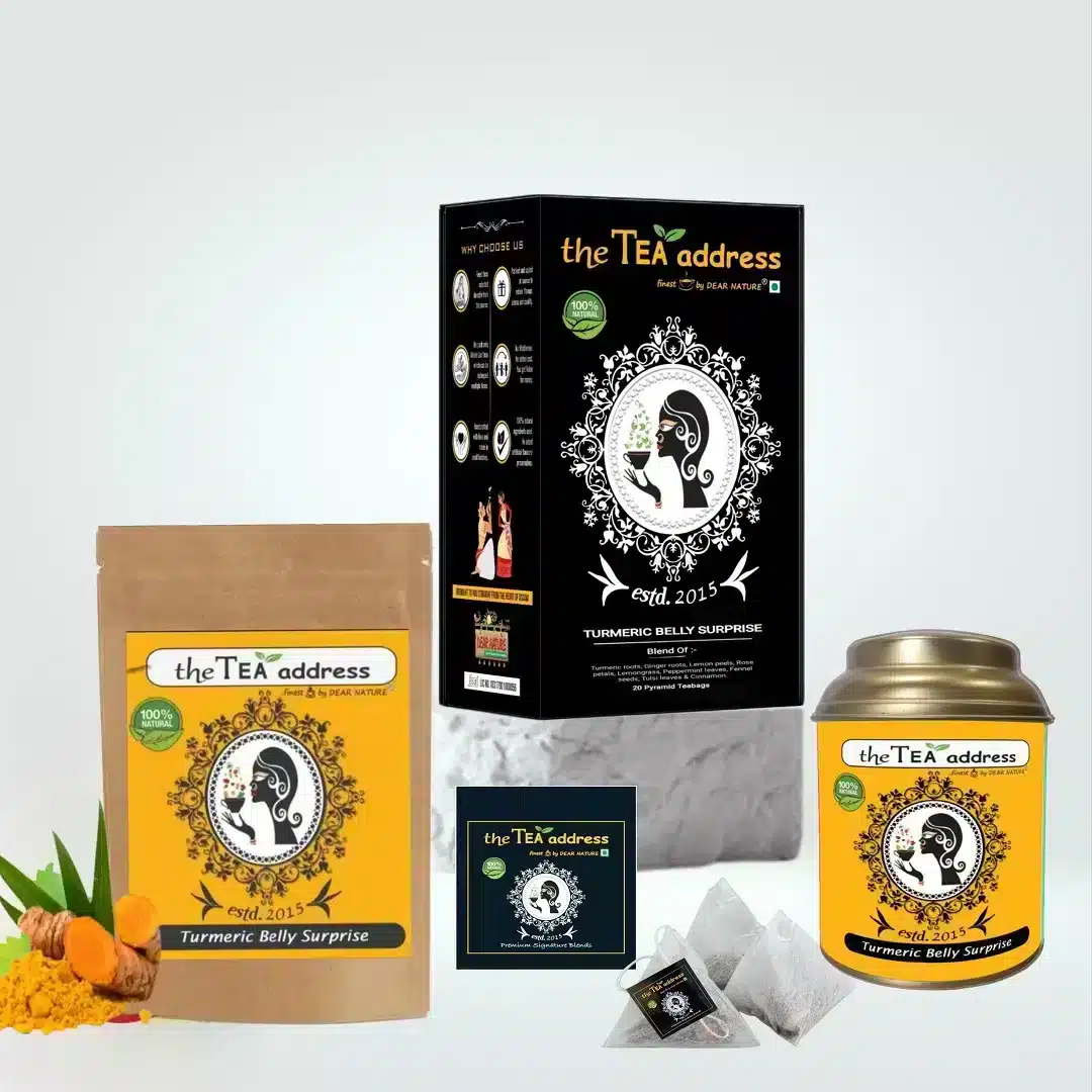 Image of turmeric belly surprise packed in different packings and arranged