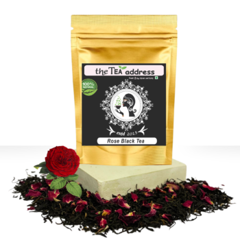 pouch of rose black tea