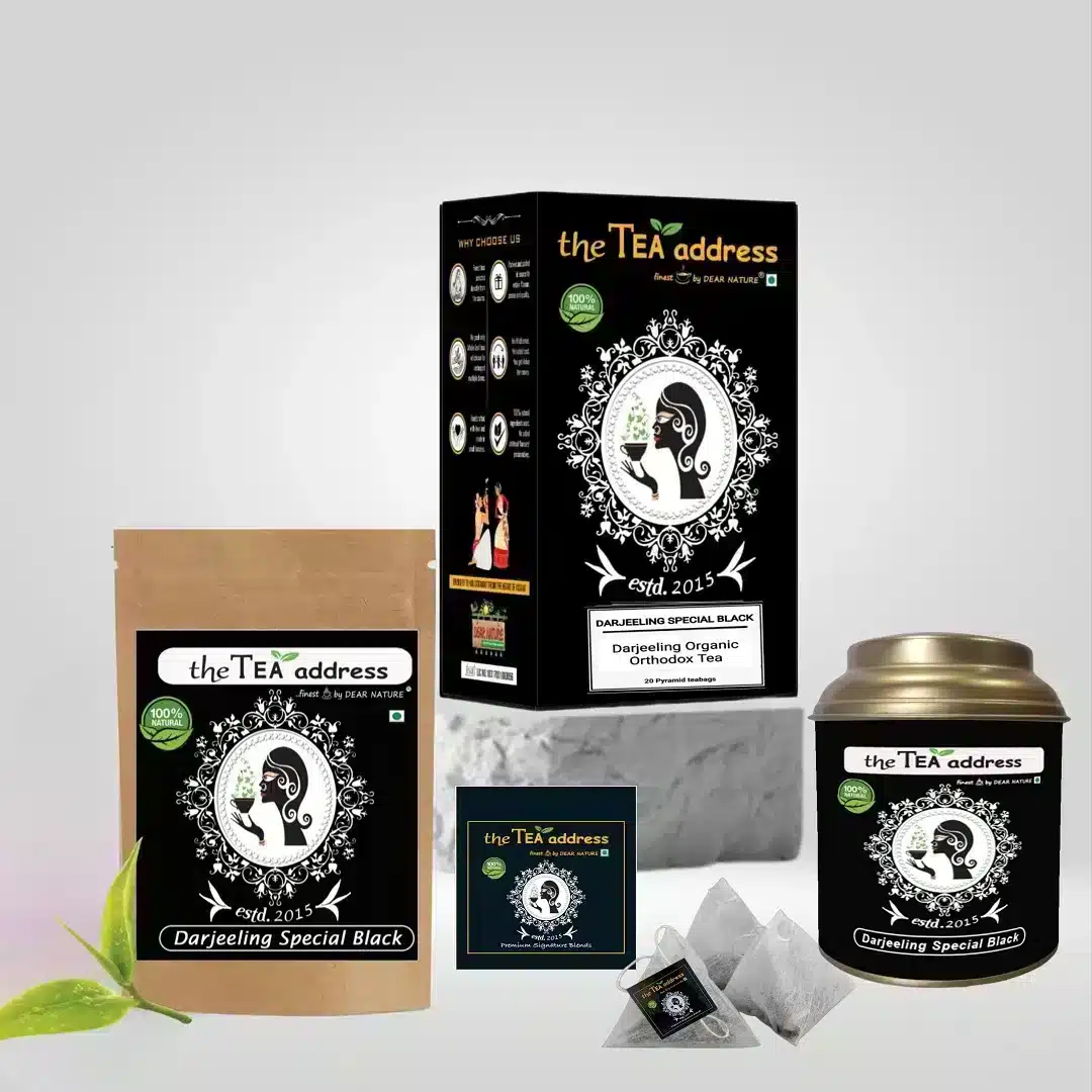 image of darjeeling special black tea packed in different packings