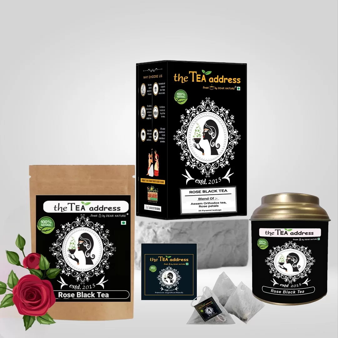 image of rose black tea packed in different packings