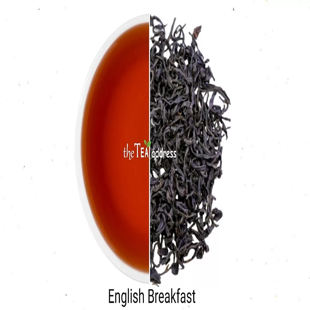 image of english breakfast tea leaves and liquor