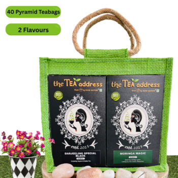 teabags of darjeeling special tea and tulsi moringa magic