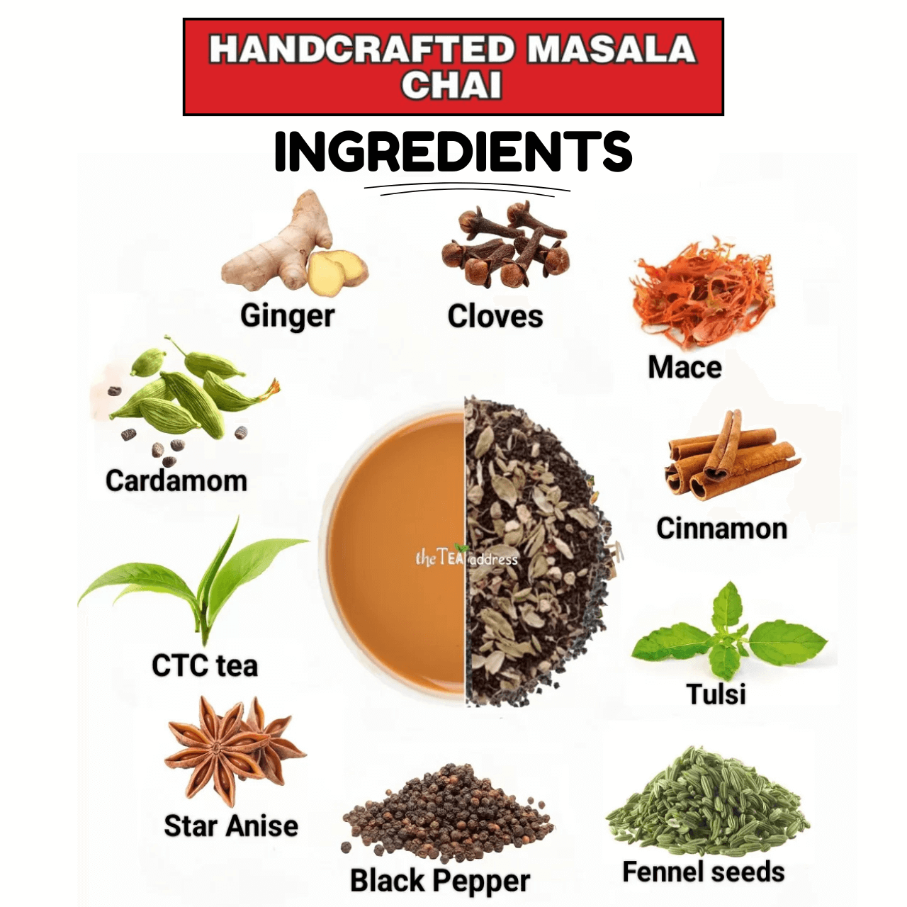 INGREDIENTS HANDCRAFTED MASALA CHAI