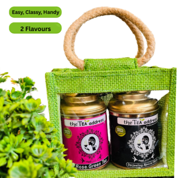 tins of darjeeling special black and rose green tea
