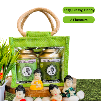 ecojutebag combo of tulsi moringa magic and bio fit slim tea in tins