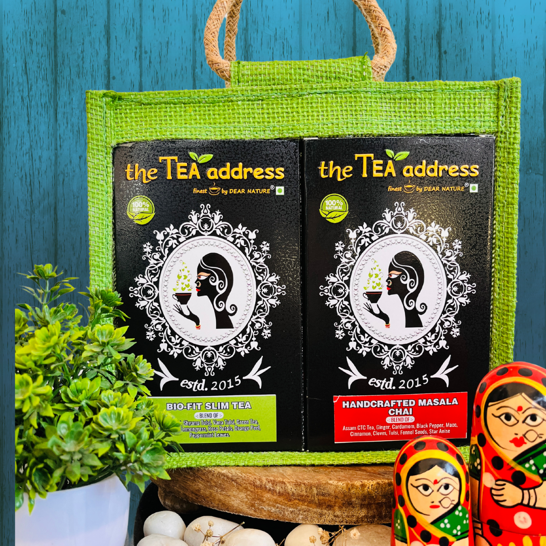 eco jutebag gift pack of tea