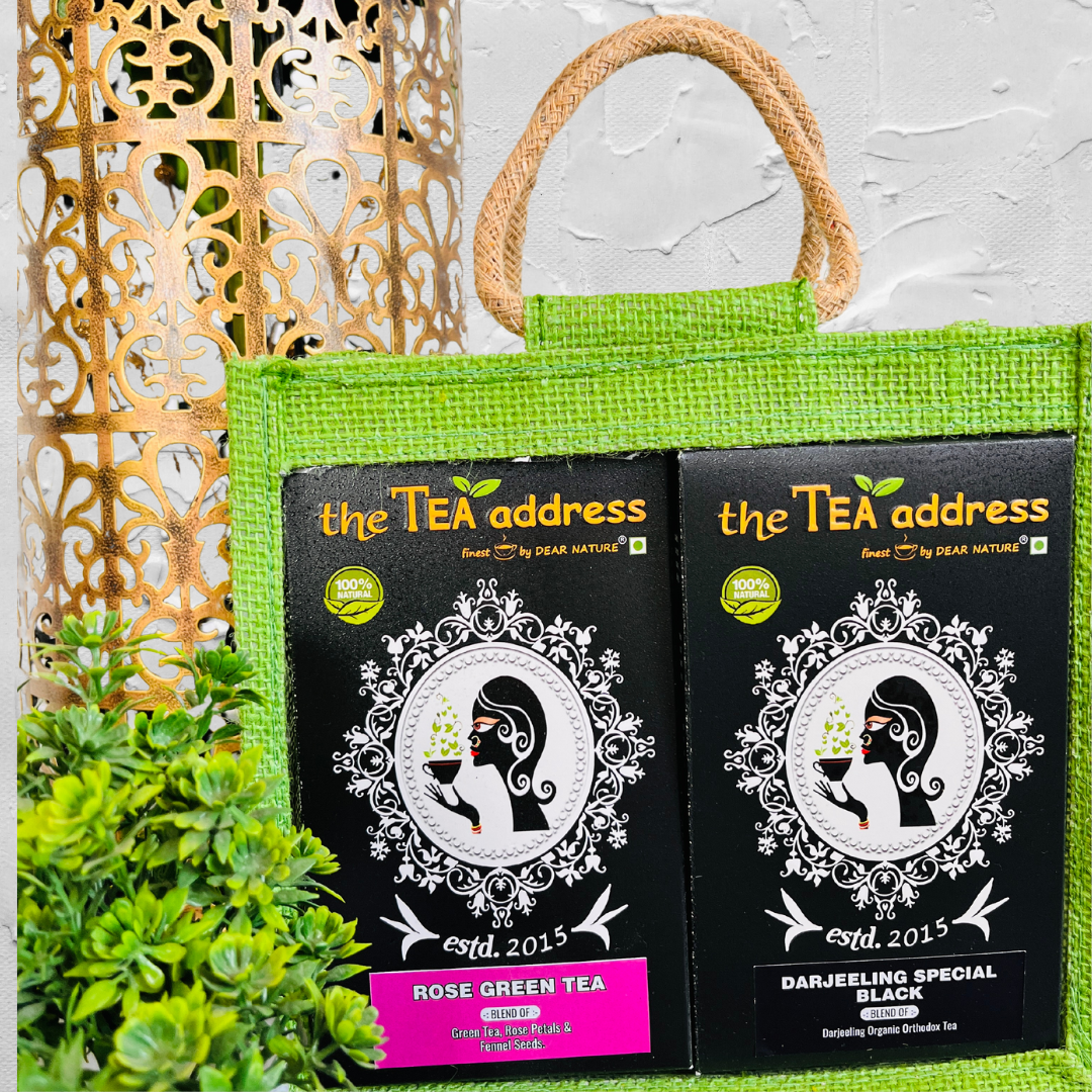 eco jutebag gift pack of tea