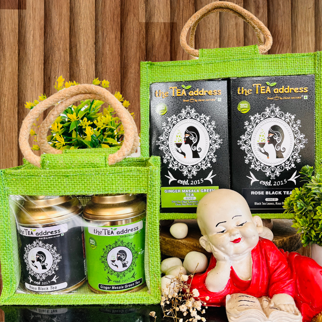 eco jutebag gift packs of tea