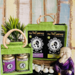 Jasmine green tea and chamomile green tea eco jute bags variants
